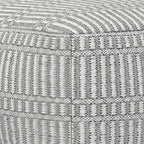 SIMPLIHOME Safford Square Pouf - 20 inch Wide Upholstered PET Polyester Ottoman in Grey and White, Boho Indoor/Outdoor Footstool or Extra Seating for Living Room or Bedroom, Assembled