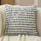 Aeckself Boho Chenille Tufted Pillow Cover 18 x 18 Inch, Decorative Square Throw Pillow Cover Neutral Pillowcase for Couch Bedroom Living Room, Green White