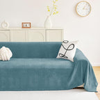 hyha Couch Cover for Dogs, Boho Sofa Covers for 3 Cushion Couch Washable, Chenille Sofa Slipcover for Pets, Soft Loveseat Sectional Couch Throw Blankets with Tassels (Blue, 88.5x150 Inch)