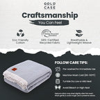 Gold Case Throw Blanket for Bed - 100% Recycled Turkish Cotton Blanket - Elegant Lightweight Soft Throw Blankets for Bed & Living Room - Queen Size Cozy Blankets - 90x90 - Grey