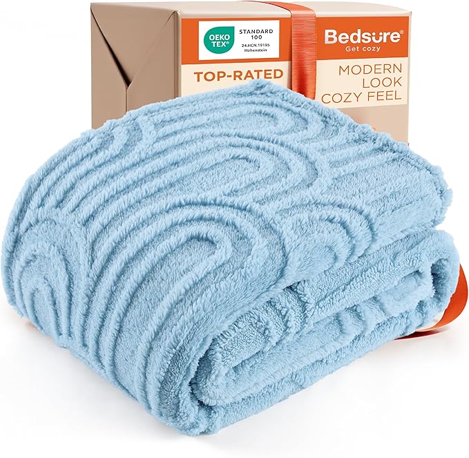 Bedsure GentleSoft Blue Throw Blanket for Women - Super Soft & Cozy, Fleece Blankets for Girls, Ideal for Couch & Bed, 50x70 Inches