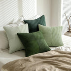MIULEE Spring Green Decorative Throw Pillow Covers 16x16 Inch Set of 4 Boho Farmhouse Cushion Covers Mordern Nordic Pillow Cases Soft Corduroy Gradient Home Decor for Couch Sofa Living Room Bed