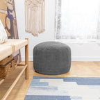 Unstuffed Pouf Ottoman Cover Handmade Footstool Ottoman Storage Solution Floor Pouf Footrest Cushion 20Diameterx12Height Inches for Living Room Wedding Dark Gray