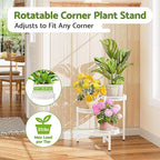 3 Tiered Tall Plant Stand Indoor Outdoor, Metral Plant Shelf for Corner Display Rack, Multi-Tier Folding Planter Pot Holder Flower Stand for Living Room Balcony Garden Patio - WhiteWave