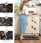 LEEVAN Anti Fatigue Mats for Kitchen Floor Non-Slip, Cushioned Kitchen Mats for Floor 2 Piece, Blue Purple Memory Foam Kitchen Mat Set, Waterproof Ergonomic Standing Mat for Bar, Office,Desk, Laundry