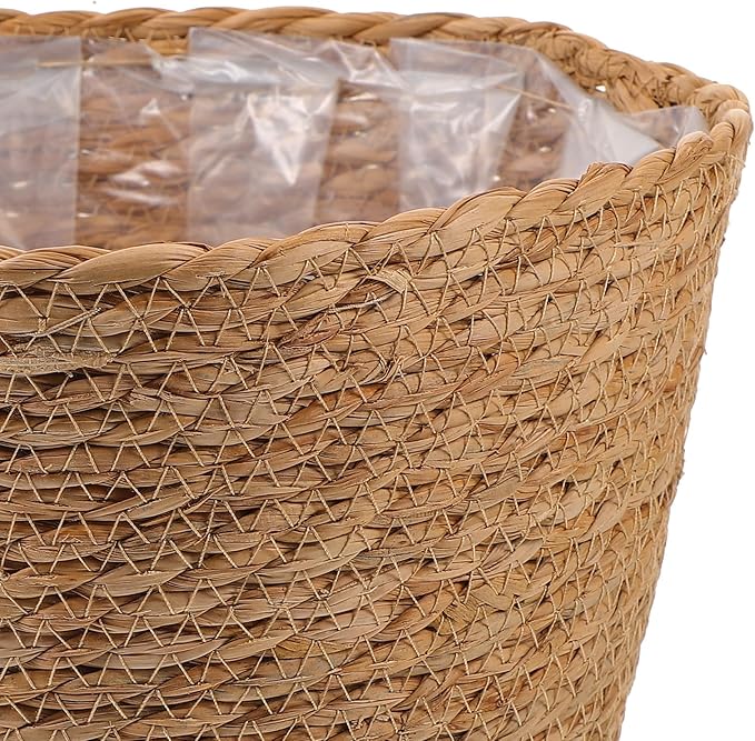 Veemoon 2pcs Wicker Planter Basket, Rustic Straw Woven Flower Basket Arrangement Flower for Plants Laundry Bin Storage Woven Plant Pot Hanging Seaweed Girl Toddler Hanging Seaweed 10. 41x10. 41x7.