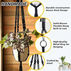 SATINIOR 12 Pcs Macrame Plant Hangers Handmade Boho Hanging Planters 12 Different Tiered Designs with 12 Hooks for Flower Pots Indoor Outdoor Decorative Wall Hanging Baskets for Home (Classic,Black)