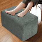 Rectangular Pouf Ottoman, Stuffed Floor Pouf with Foam Chunk Filling, Soft Coral Fleece Furry Foot Rest Stool, Multi-Use Ottoman for Living Room, Dark Grey