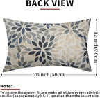 Kawani Navy Blue Dahlia Lumbar Pillow Covers 12X20 Inch Rustic Geometric Flower Decorative Pillow Cases Set of 2 Beige Tan Gray Floral Throw Pillows for Cushion Sofa Couch Farmhouse Outdoor