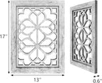 Set of 2 13x17 Inch Rectangular Shatterproof Decorative Wall Mirrors, Boho Farmhouse Rustic Vintage Grey Accent Mirrors for Living Room, Bedroom, Entryway & Home Wall Decor（Grey）