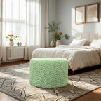 Round Pouf Ottoman 20 x 20 x 14 Inches Boho Poof Home Decor Floor Pouffe Ottoman Foot Rest for Couch Sofa Bean Bag Chairs Living Room Bedroom (Muted Green)