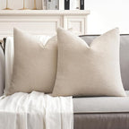 MIULEE Pack of 2 Cream Decorative Pillow Covers 18x18 Inch Soft Chenille Couch Spring Throw Pillows Farmhouse Cushion Covers for Home Decor Sofa Bedroom Living Room