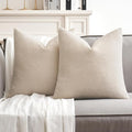MIULEE Pack of 2 Cream Decorative Pillow Covers 20x20 Inch Soft Chenille Couch Spring Throw Pillows Farmhouse Cushion Covers for Home Decor Sofa Bedroom Living Room