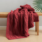 Amélie Home Chunky Knit Throw Blanket, Reversible Soft Chenille Breathable Cable Knitted Blanket for Couch and Sofa, Farmhouse Decorative Throw for Chair, 50"x60", Christmas Red