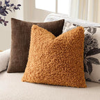 Foindtower 2 Pieces 22x22 Inch Orange, Faux Fur Throw Pillow Cover Accent Sherpa Furry Pillow Covers Fuzzy Soft Pillowcases Cozy Sheepskin Decorative Fleece Cushion Case for Bed Couch Living Room