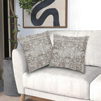 Taupe Gray Ethnic Boho Throw Pillow Covers 22x22 Inch Decorative Square Bohemian Carpet Pattern Vintage Pillow Cases Grey Floral Cushion Covers Farmhouse Home Decor For Sofa Couch Outdoor Set of 2