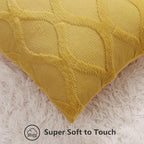 decorUhome Spring Euro Sham Throw Pillow Covers 24x24 Inch Set of 2, Soft Plush Faux Fur Wool Mustard Yellow Accent Couch Pillow Covers for Modern Farmhouse Bed Sofa Living Room
