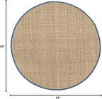 SAFAVIEH Area Rug 8' Round - Natural Fiber Collection - Natural & Navy, Seagrass, Basketweave Pattern with Border (NF114T)