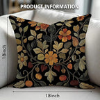 William Morris Abstract Vintage Print Floral Velvet Design Throw Pillow Covers Home Decor, Retro Art Decor Pillowcase Cushion Cover for Bed Sofa Living Room, Square 18x18inch (Black-Floral2)