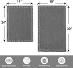 MIULEE Set of 2 Waffle Bathroom Rugs, Boho Bath Rugs Non Slip Washable, Super Absorbent Bath Mats, Ultra Soft Rubber Backed Shower Mats for Bathroom Floor, Tub, Dark Grey, 17"x24"+18"x30"