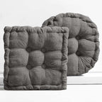 Large Square and Round Floor Pillows for Adults 2 Pack Meditation Floor Pillow Dark Grey Corduroy Floor Seat Pillows Cushion for Living Room Balcony Tatami Yoga,18x18 Inch