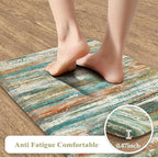 KIMODE Kitchen Mats Cushioned Anti Fatigue 17"x47"+17"x29", Abstract Farmhouse Kitchen Mats for Floor 2 Piece, Padded Kitchen Floor Mats Non Slip, Standing Mat for Laundry Office Sink Desk Colorful