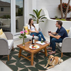 Lahome Modern Geometric Easy Jute 3x5 Entryway Washable Rug, Green Outdoor Carpet for Porch Patio, Neutral Semi-Circle Indoor Mat for Living Room Office Classroom