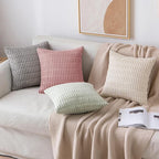MIULEE Pack of 2 Corduroy Decorative Throw Pillow Covers 16x16 Inch Soft Boho Striped Pillow Covers Modern Farmhouse Home Decor for Sofa Living Room Couch Bed Blush Pink Spring Valentine Decor