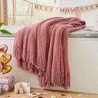 inhand Coral Pink Chunky Chenille Throw Blanket for Couch Bed, Mothers Day/Mom Birthday Gifts for Mom from Daughter Son,Soft Boho Knitted Blanket,Cozy Decor for Living Room,60"x80",Extra Thick
