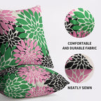 Pink Green Black Pillow Covers 18X18 Inch Set of 2, Spring Modern Geometry Dahlia Floral Print Decorative Throw Pillow Covers Outdoor Farmhouse Cushion Case for Couch Sofa Bed Decor