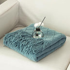 Throw Blanket for Couch Bed, Sofa Knit Blanket Farmhouse Throw for Living Room, Decorative Fall Throw Blanket for Chair, Outdoor Textured Boho Blanket（Green 51x67Inches）