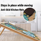 Boho Floral Kitchen Mats for Floor 2PCS Anti Fatigue Mats for Kitchen Floor Cushioned Non Slip Waterproof Memory Foam PVC Kitchen Rugs Set for Sink,Office,Laundry 17.3"x28"+17.3"x47"