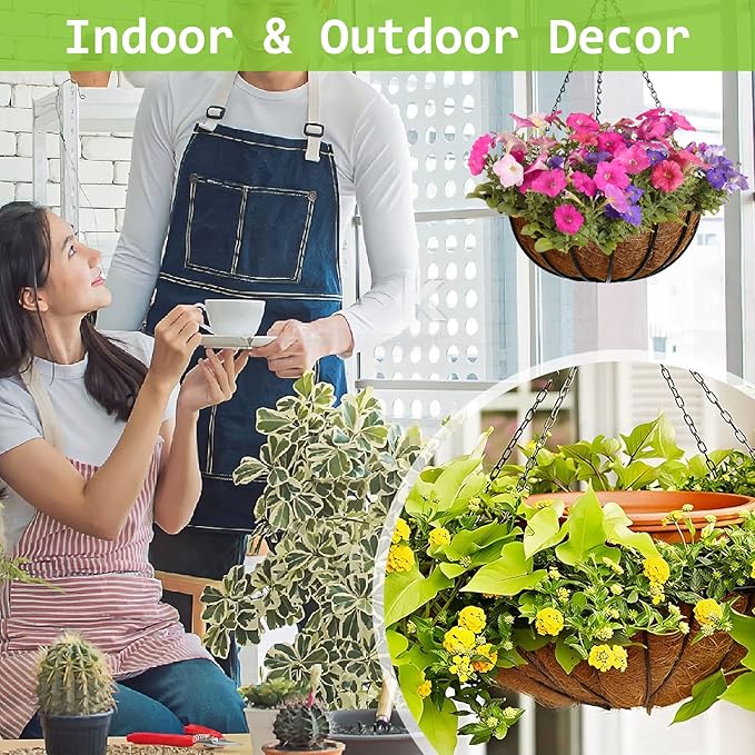 Riare 2 Pack 10 Inch Round Coco Liners Replacement- 100% Natural Coconut Coir Liners for Hanging Baskets, Garden Flower Vegetables Planter Pot, Window Box, Fence, Decks