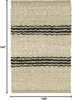 Dash & Albert Jute Ticking Black Handwoven Jute Rug, 9 X 12 Feet, Neutral Stripe Pattern - Premium Luxury Hotel Quality Soft Breathable Hypoallergenic Machine Washable Easy Care All Season
