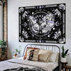 Fungarth Skeleton Butterfly Tapestry Purple Skull Hippie Mushroom Plants Tapestry for Bedroom Moon phase Aesthetic Tapestries Wall Hanging for Living Room Dorm (60.00” x 80.00”, Purple)