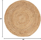 Unique Loom Braided Jute Collection Area Rug - Dhaka (4' 1" Round, Natural)
