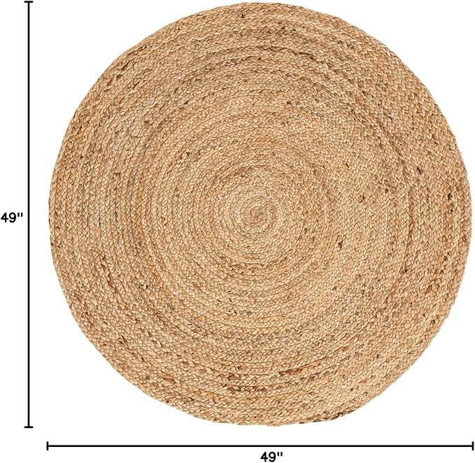 Unique Loom Braided Jute Collection Area Rug - Dhaka (4' 1" Round, Natural)