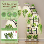 Plant Stand Indoor with Grow Lights, 9 Tiered Metal Plant Shelf, 64" Tall Plant Stand for Indoor Plants Multiple, Large Plant Rack Display Shelf, Curved Plant Holder for Living Room, Patio