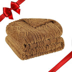 Superior Fleece Boho Jacquard Blanket, Decorative Blankets for Bedroom, Sofa, Fuzzy, Plush, Fluffy, Soft, Cute Room Decor, Beautiful Cover, Comfort Essentials, Arctic Collection, Full/Queen, Camel