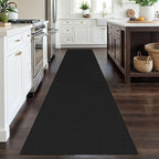 EARTHALL Woven Runner Rug 2.6x12 Ft Washable Runners for Hallways Extra Long Cotton Non Slip Rubber Backed Kitchen Runner Braided Indoor Floor Carpet for Entryway, Hall, Kitchen, Black/Grey