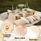 91 x 71 Extra Large Outdoor Boho Picnic Blanket with Beige White Table Runner, 6 Throw Pillow Covers 6 Napkins Woven Cotton Yarn Oversize Beach Blanket Washable Picnic Camp Wedding