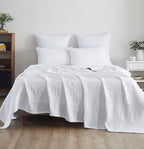VHC Brands 100% Cotton Waffle Weave Queen Blanket 90"x90", Decorative Lightweight Spring and Summer Throw Blanket, Bedroom Decor for Bed, Couch, or Sofa, White
