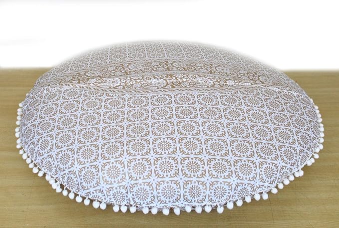 INDIAN CRAFT CASTLE ICC 32 Inch Floor Pillows & Cushions Covers Decorative Hippie Mandala Pouf Pillow Covers Bohemian Seating Meditation Cushion Cover Large Boho Ottoman Case Pillowcase for Couch