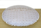 CRAFT KALA Mandala Floor Pillow Cushion Cover Seating Throw Cover Hippie Decorative Bohemian Ottoman Poufs Pom Pom Pillow Cases Boho Indian Cotton Living Room Home Décor 24" Round, White Gold Elephant