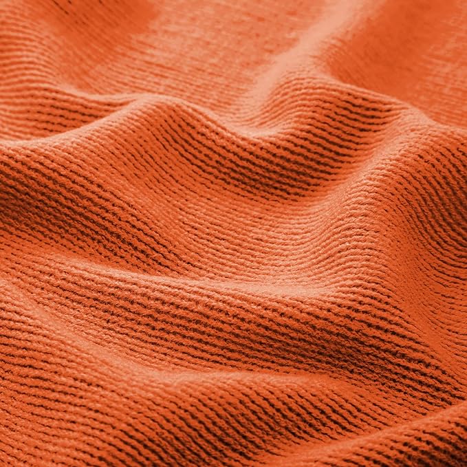 Vonty Rust Orange Knitted Blanket with Tassels Fringe 60" x 80", Super Soft Knit Throw Blanket, Farmhouse Decorative Lightweight Blanket for Couch, Sofa, Bed