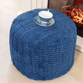 Handmade Unstuffed Ottoman Pouf Cover – Versatile Storage Footstool & Floor Pouf for Living Room, Bedroom, or Wedding Decor | 20" Diameter x 14" Height | Filler Not Included (Navy Blue)
