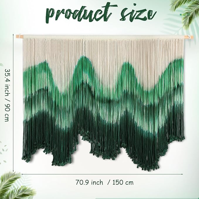 Tiamon Boho Wall Decor - 59''W x 35.4'' L Macrame Wall Hanging Dip-Dye Large Tapestry Art for Home Bathroom Farmhouse Bedroom Living Room Office Natural Modern Rustic Decoration