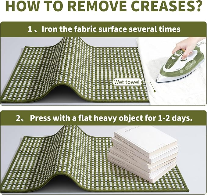 Large Kitchen Runner Rugs Long Kitchen Mat Non Slip Washable, Super Absorbent Soft Chenille Braided Kitchen Mats for Floor, Rubber Backing Kitchen Sink Standing Mat, Easy Clean, Green 36"x71"