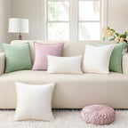 decorUhome Summer Chenille Soft Cozy Throw Pillow Covers 12x20 Set of 2, Modern Farmhouse Boho Velvet Decorative Pillow Cases with Stitched Edge for Couch Sofa Bed Home Decor, Blush Pink
