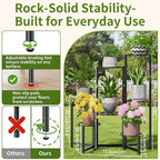 7 Tier Metal Patio Plant Stand Outdoor, Heavy Duty Flower Stands for Indoor Plants, Floding Tall Corner Shelf for Diaplay Racks for Home Decor, Graden, Balcony -BlackDiamond